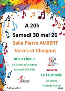 Concert chorale Atout Coeur le 30 mai 2026